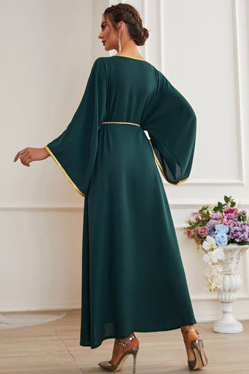 Manches longues vert foncé Maxi Caftan Marocain